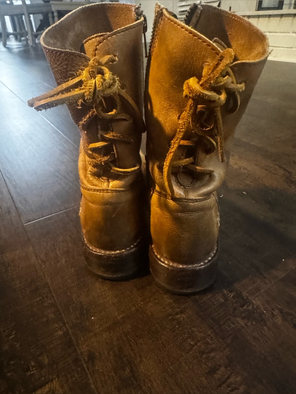 BED|STÜ Cheshire Distressed Leather Lace-Up Boots Brown Tan Size 6